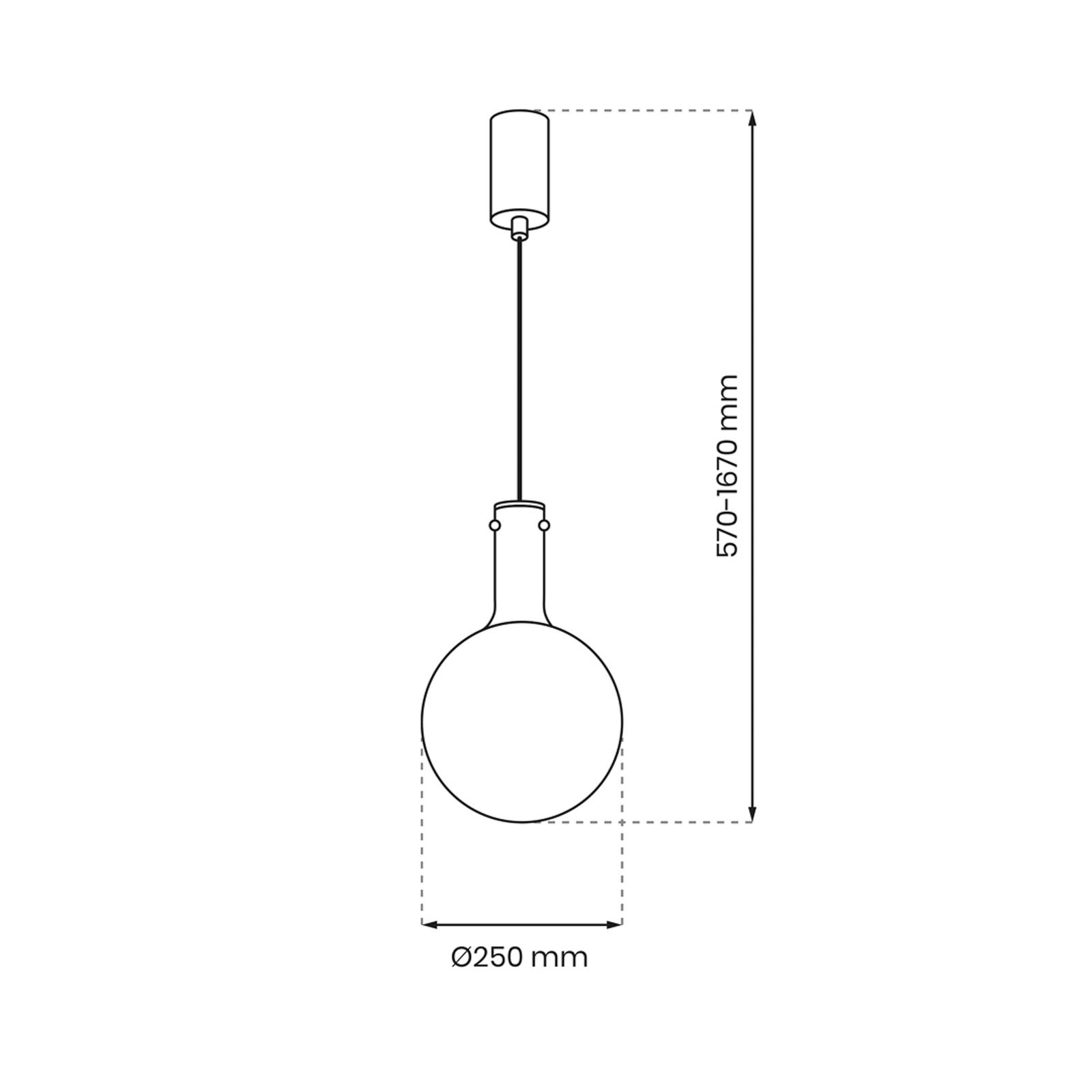 Lampa wisząca Toronto, szaro-przezroczysta szklana kula, Ø 25 cm