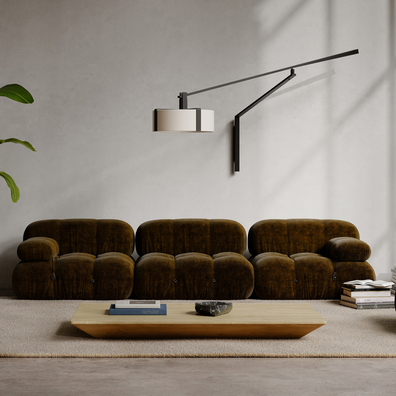 Candeeiro de parede OKOLO preto, Ø 47 cm, metal/tecido, E27-LED - GRUPA Candeeiro de parede OKOLO preto, Ø 47 cm, metal/tecido, E27-LED - GRUPA