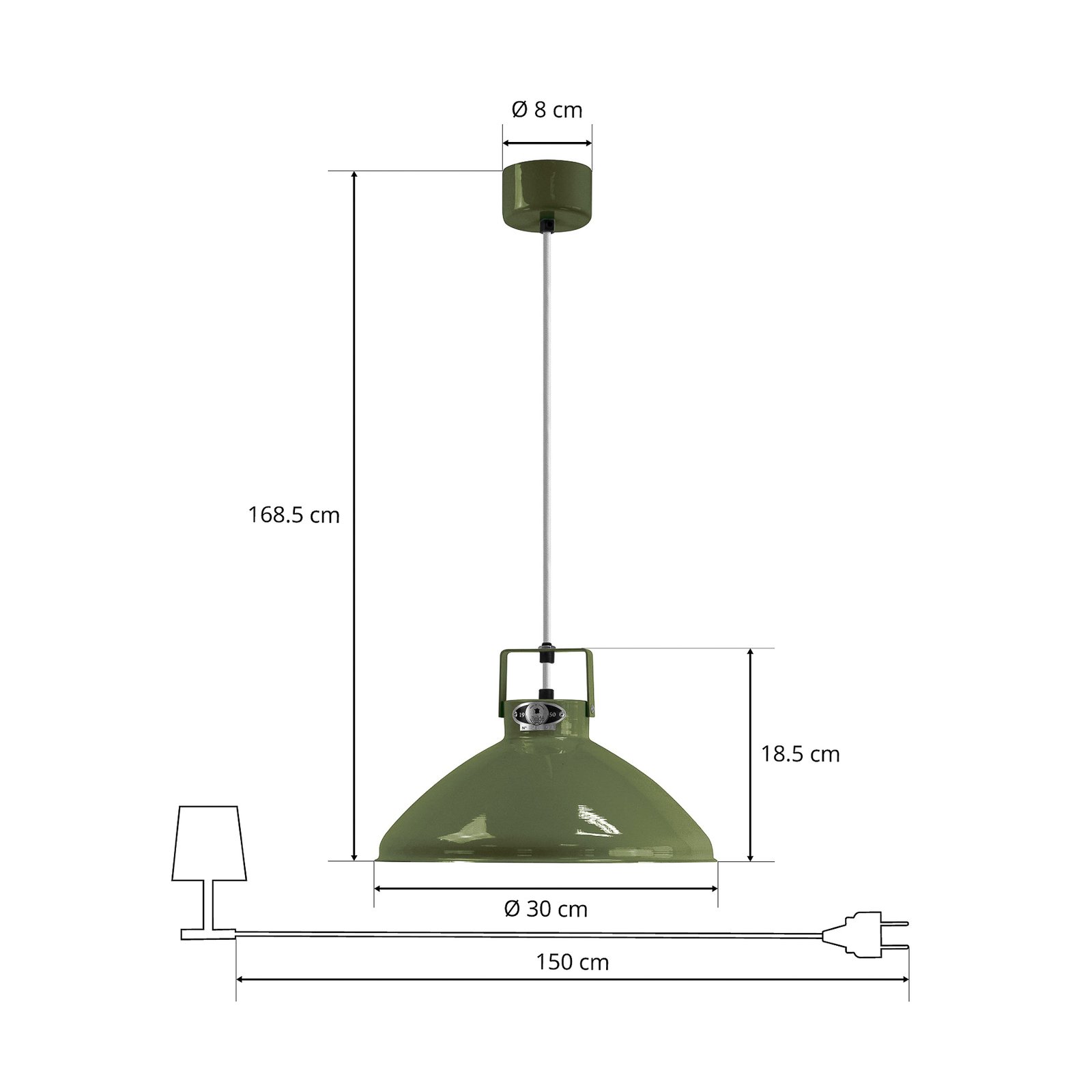 Jieldé Beaumont B240 colgante verde brillante