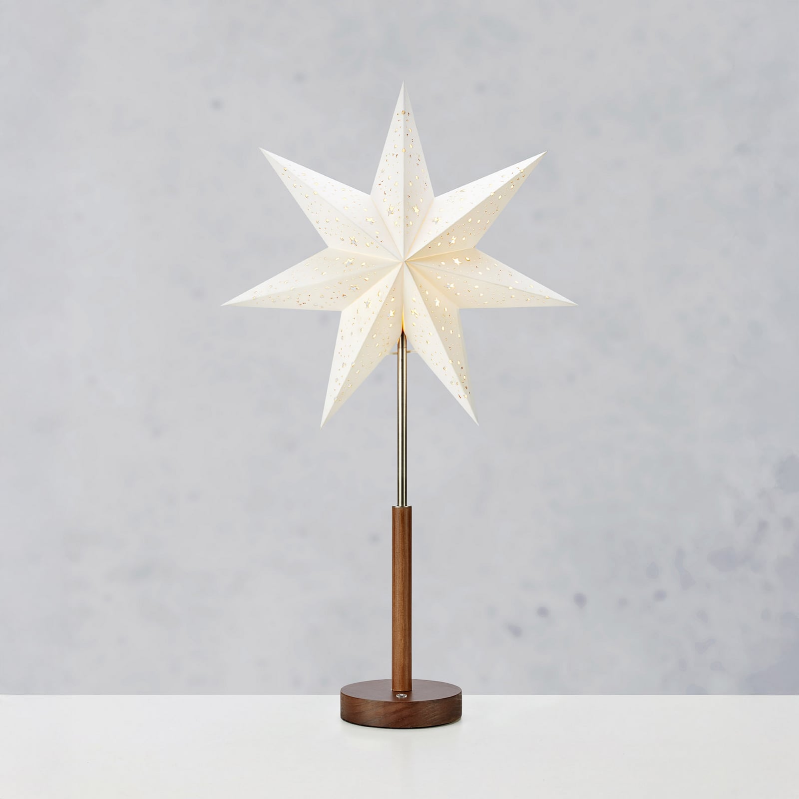 LED-Akku-Papierstern Noella, braun/weiß, Höhe 62 cm