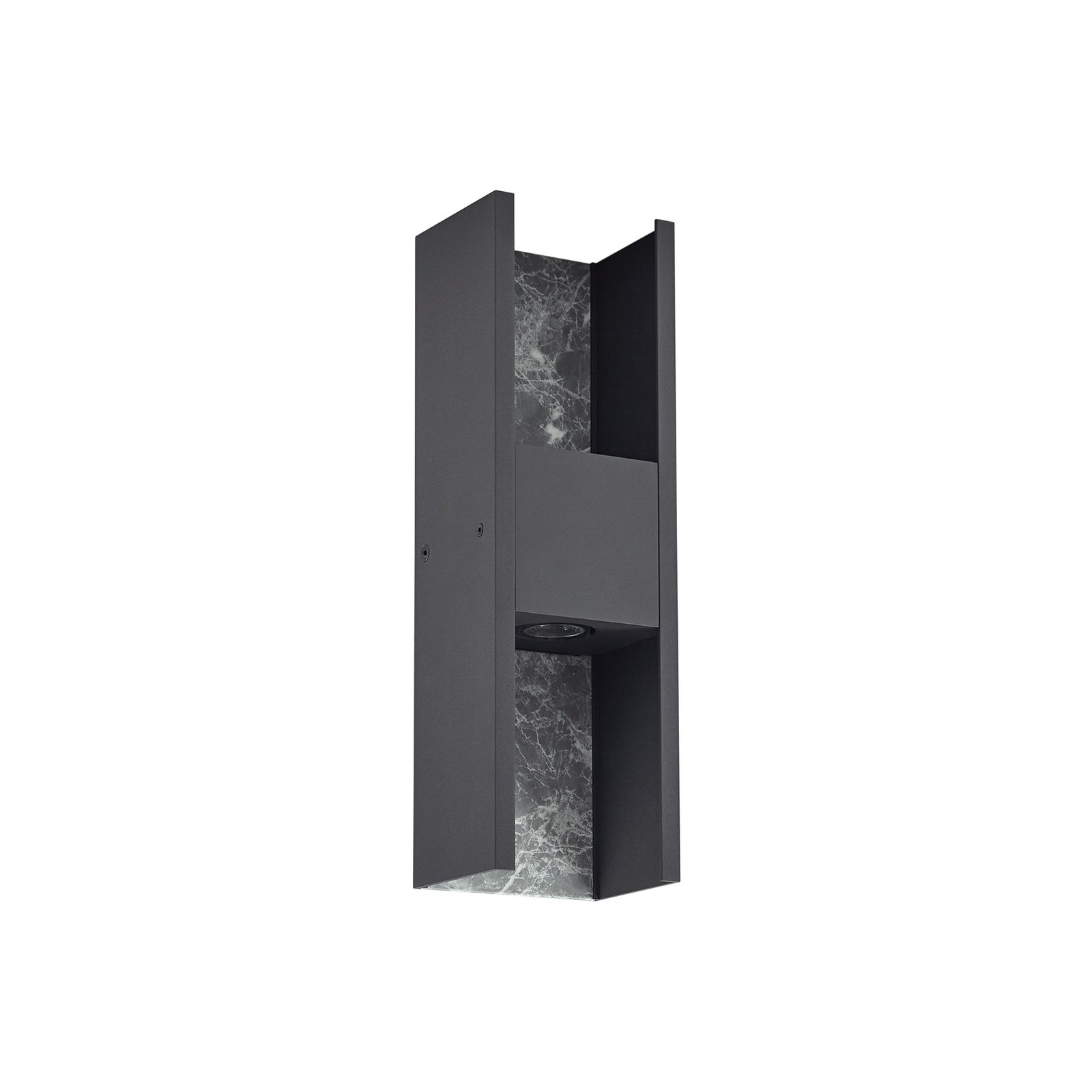 Lucande LED outdoor wall light Lavrin, black/marble, aluminium