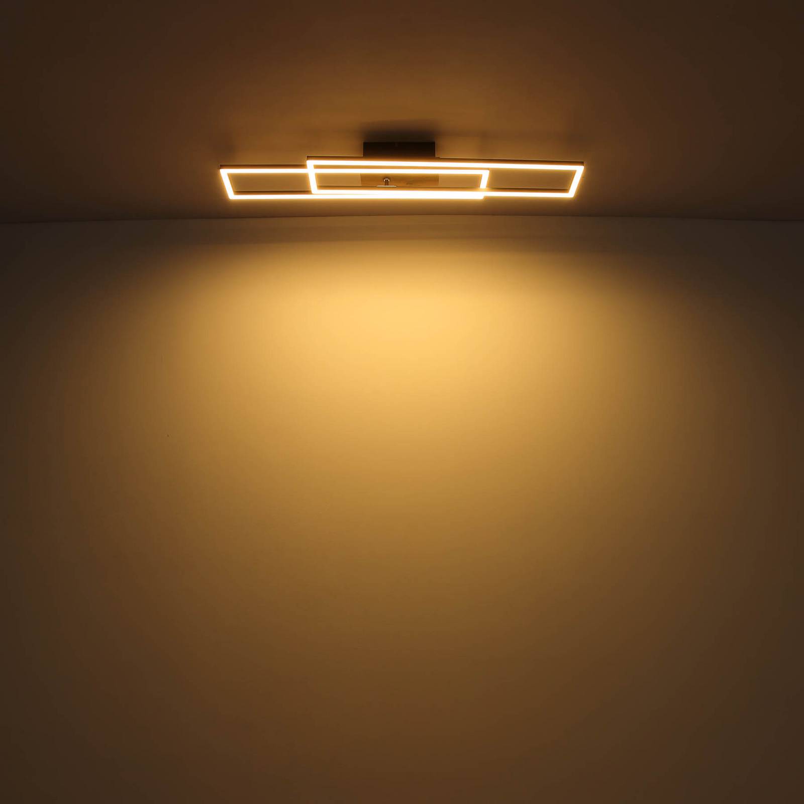 Lampa sufitowa LED Dakari, długość 80 cm, czarny/ciemne drewno