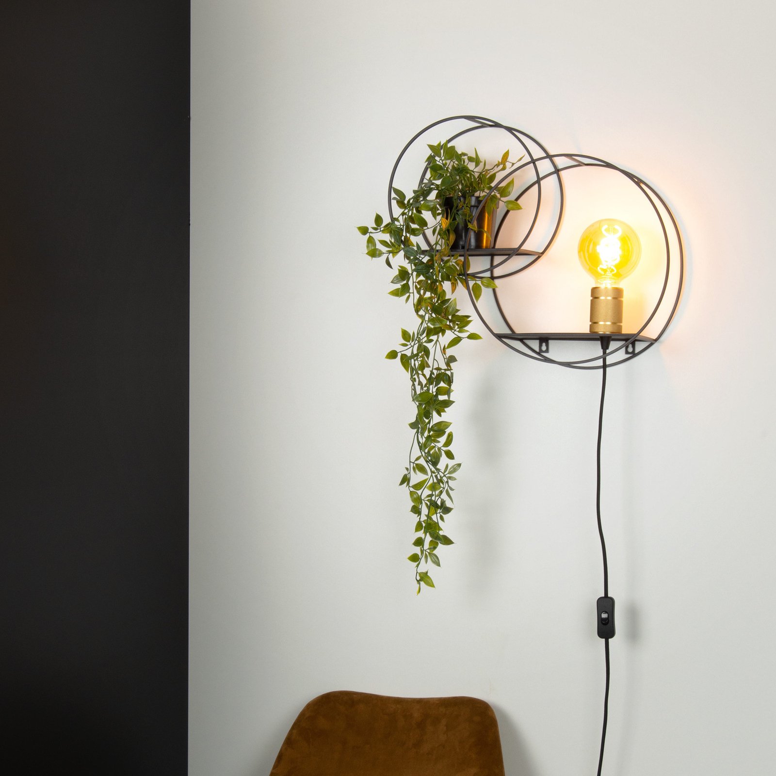 Circle wandlamp, zwart, 38 cm, E27