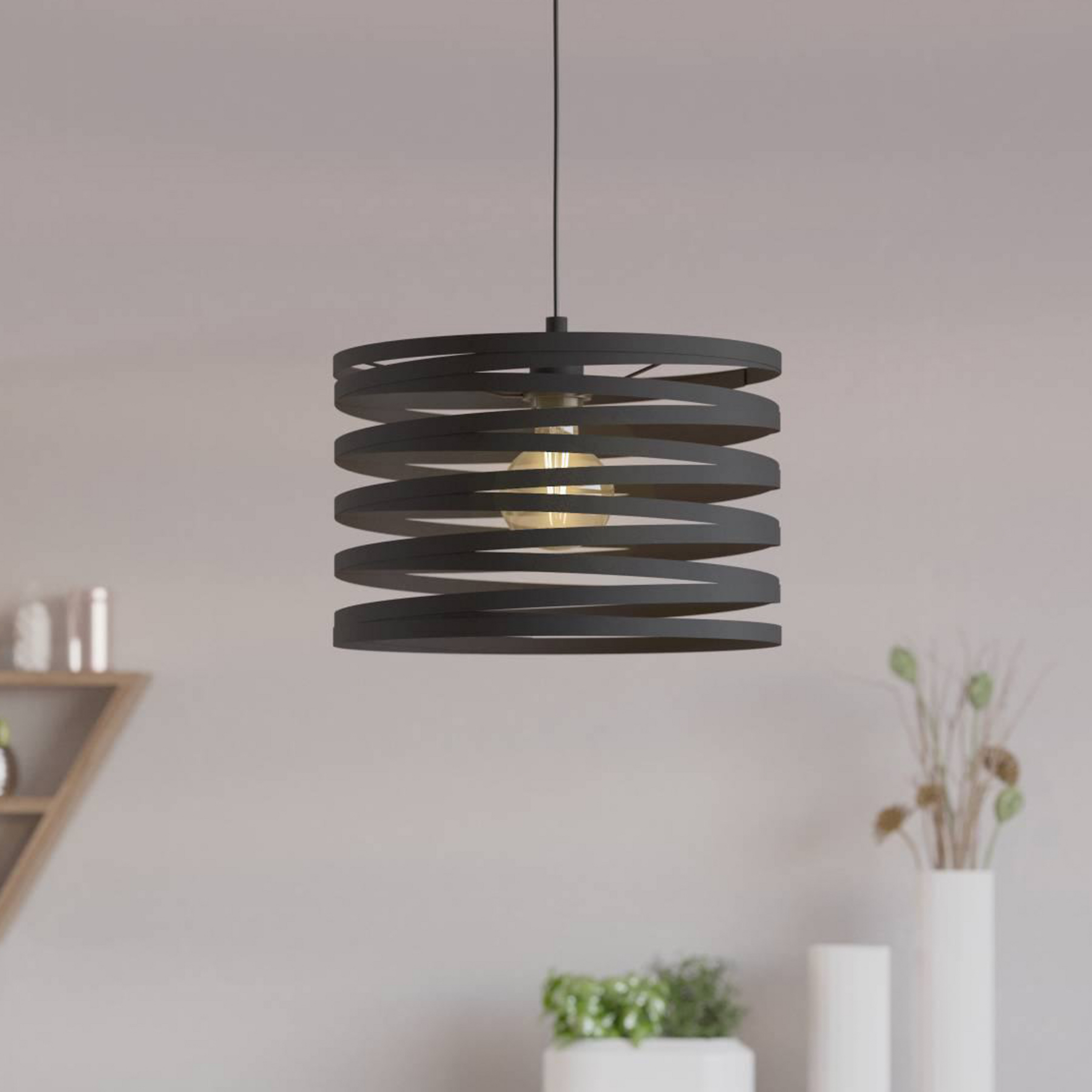 Cremella candeeiro suspenso, Ø 37 cm, preto, aço