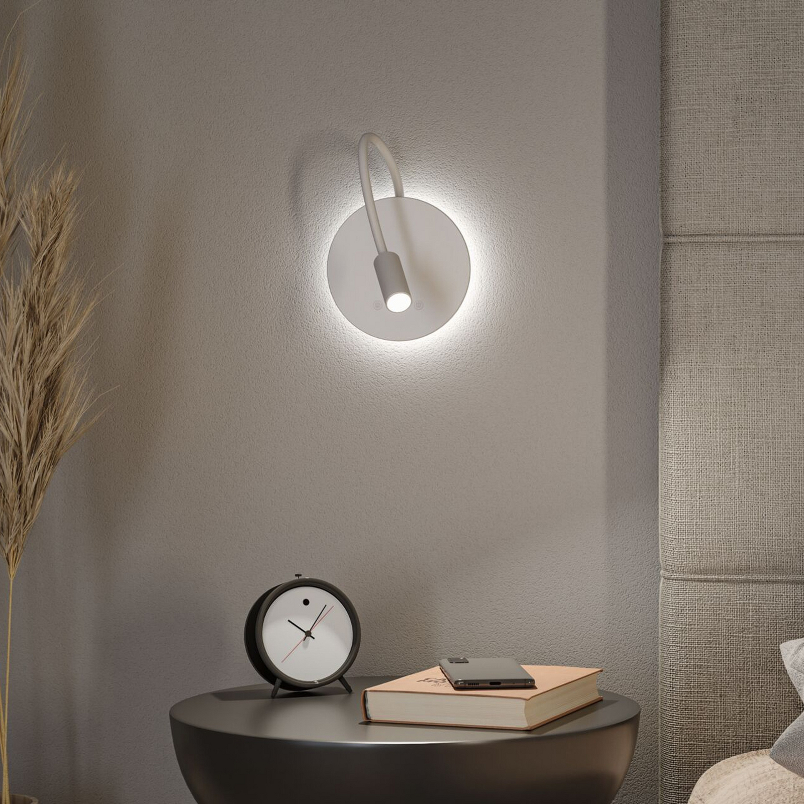 Applique murale LED rechargeable Miora, blanche, bras flexible, variateur Applique murale LED rechargeable Miora, blanche, bras flexible, variateur