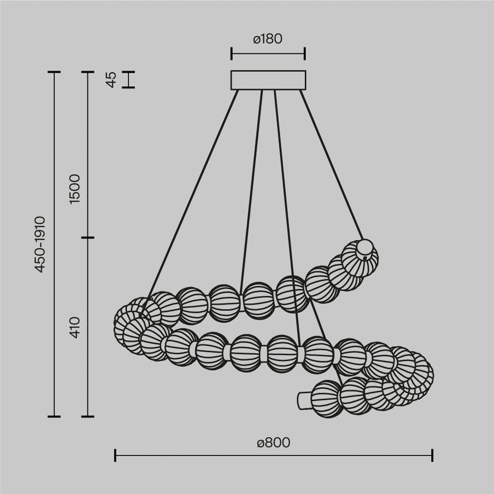 Závěsné svítidlo Maytoni LED Amulet, Ø 80 cm, čiré / zlaté, sklo