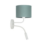 Roller wall light, fabric, white/sage, reading light