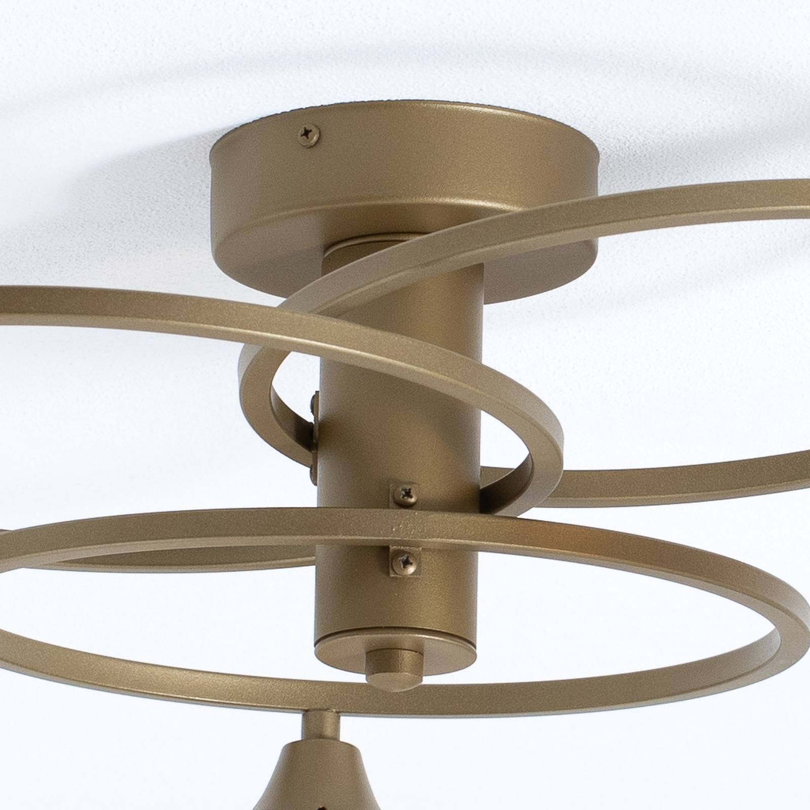 Lampa sufitowa Binah bursztyn/antyczne złoto 3-punktowa Ø 60 cm szkło/metal