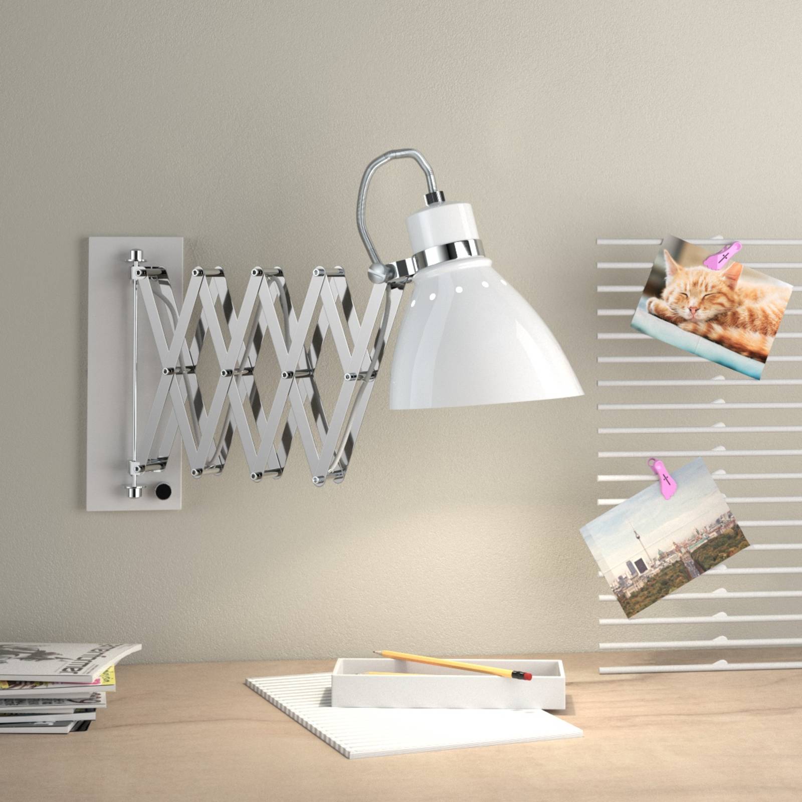 Photos - Chandelier / Lamp Steinhauer Pull-out metal wall light Kordian, white 