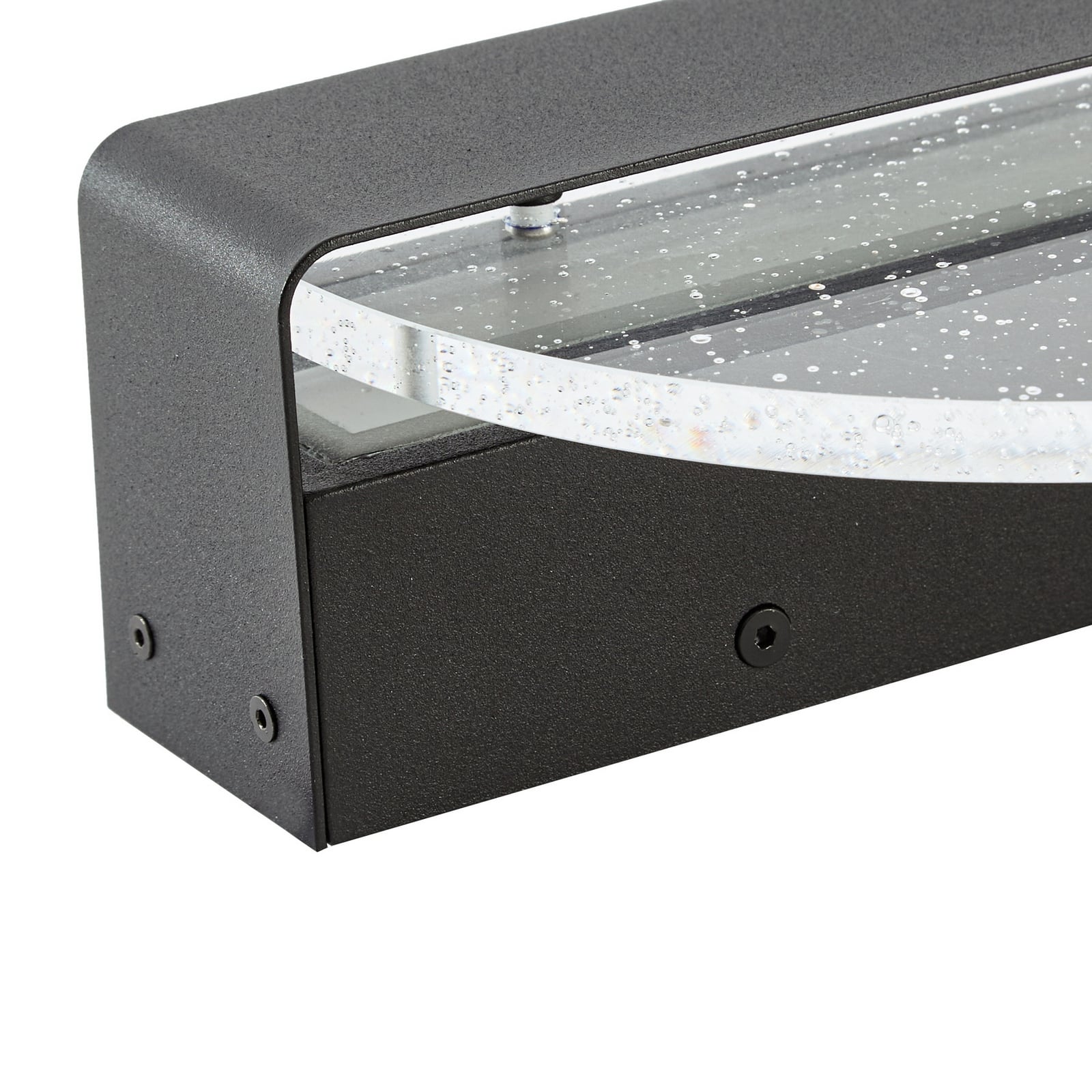 Aplică de perete cu LED Lucande Narkelo, negru/transparent, CCT, IP44
