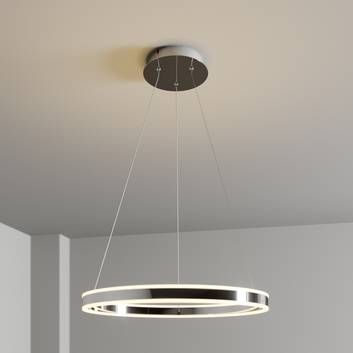 Dimmable LED pendant light Lyani in chrome, 60 cm