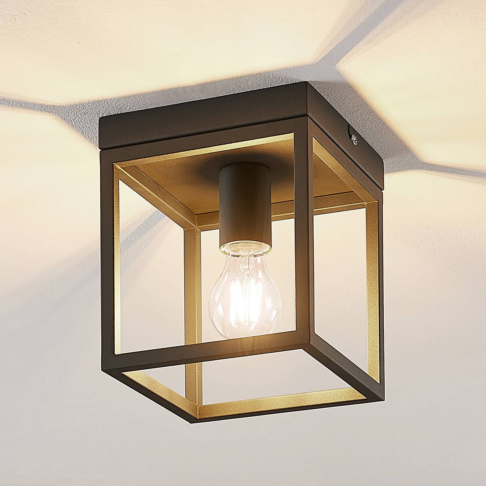 Lindby Meron lampa sufitowa skrzynkowa ciemnoszara