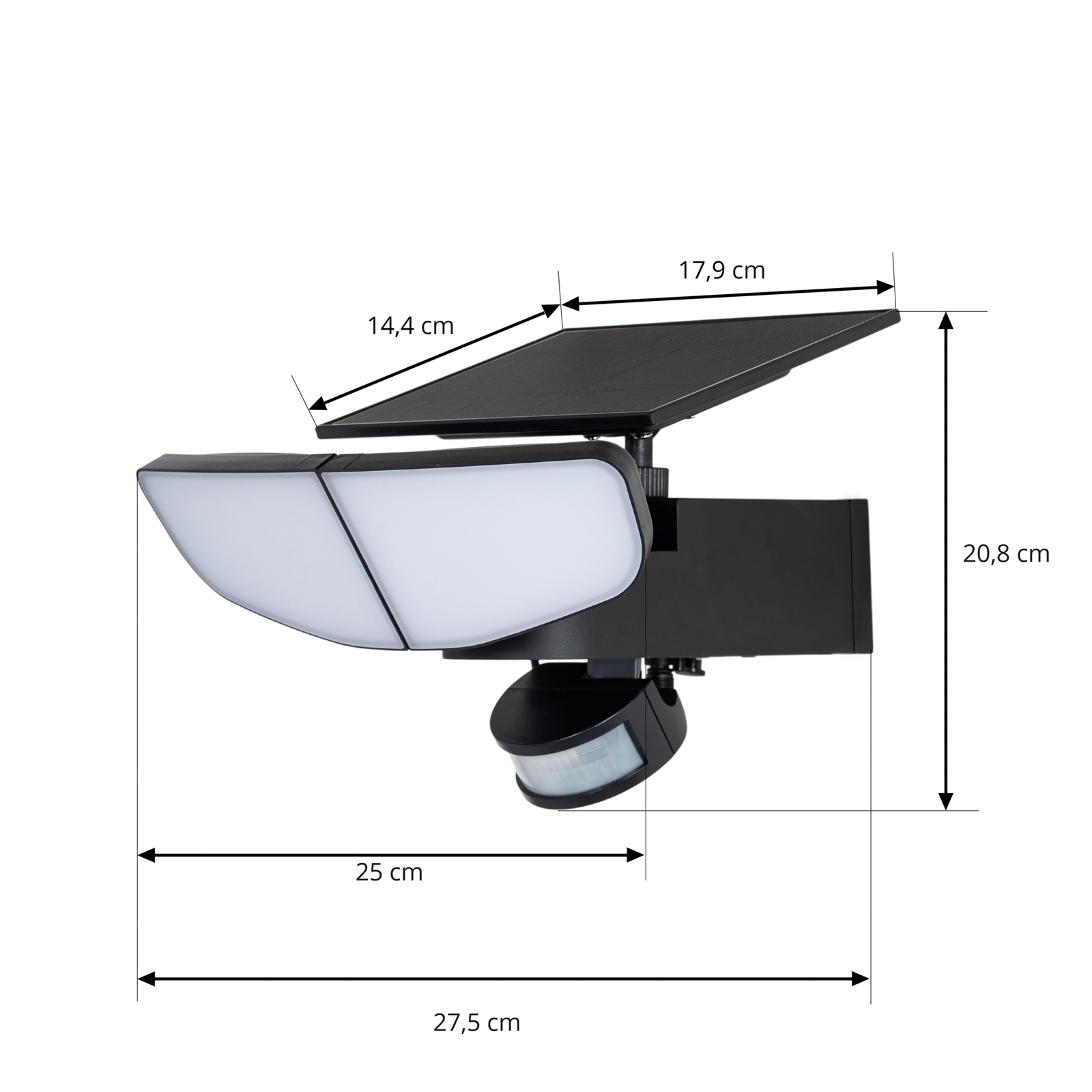 Lindby LED-Solarwandleuchte Naelin, schwarz, Sensor, IP44