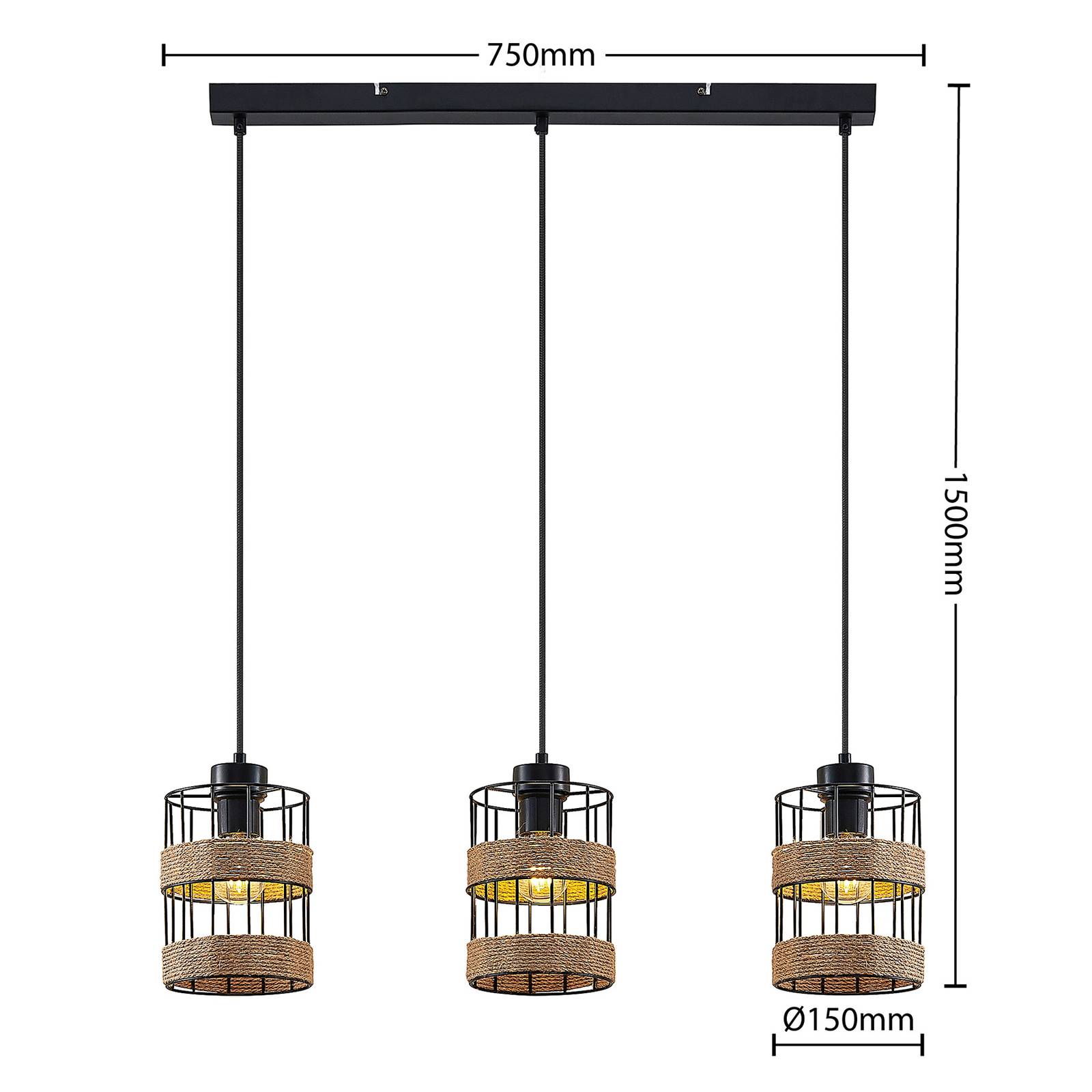 Lampa wisząca Lindby Espinia, 3-punktowa