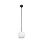 Diva pendant light, 1-bulb, brass-coloured, opal, metal, glass