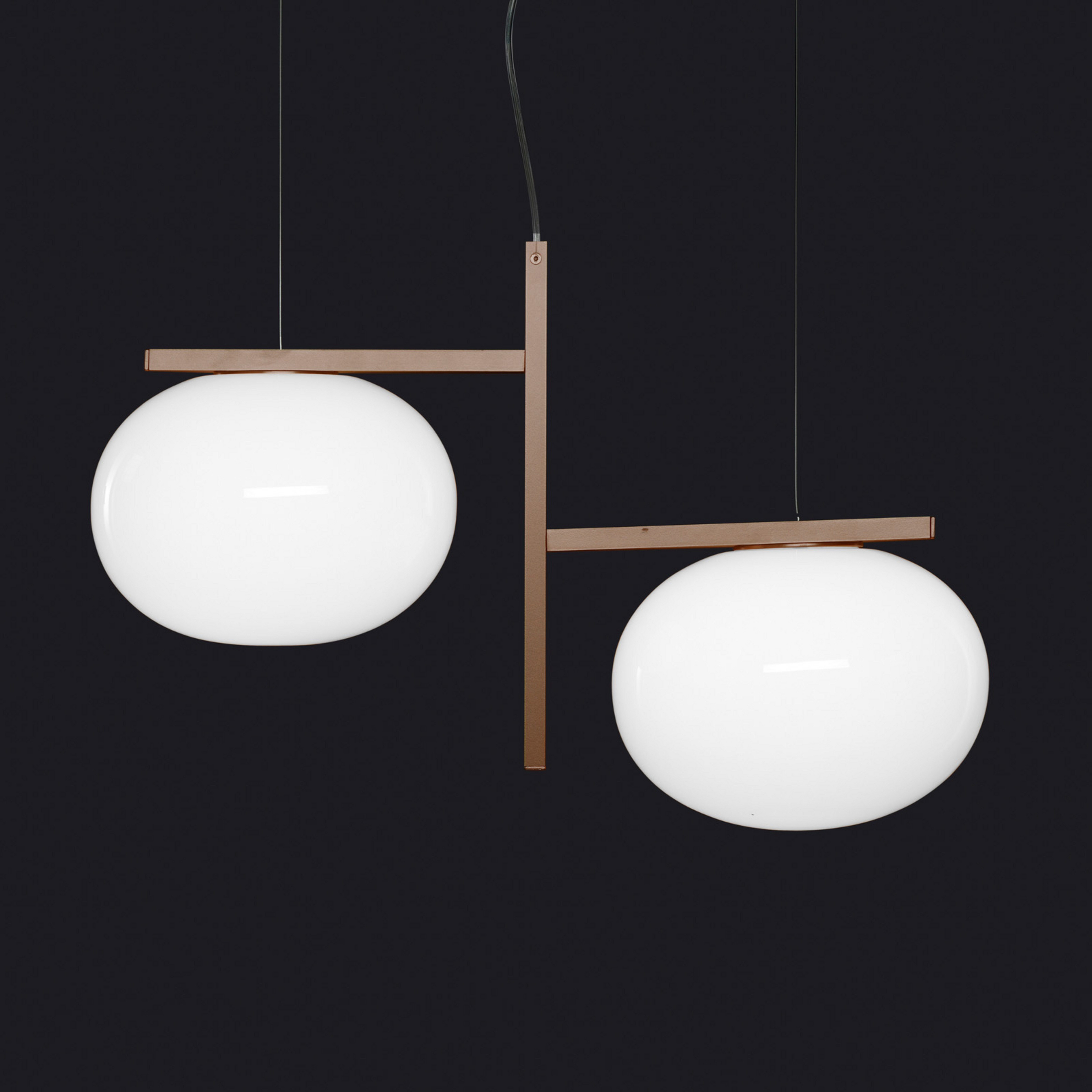 Oluce Alba 468 Suspension à 2 lampes, bronze