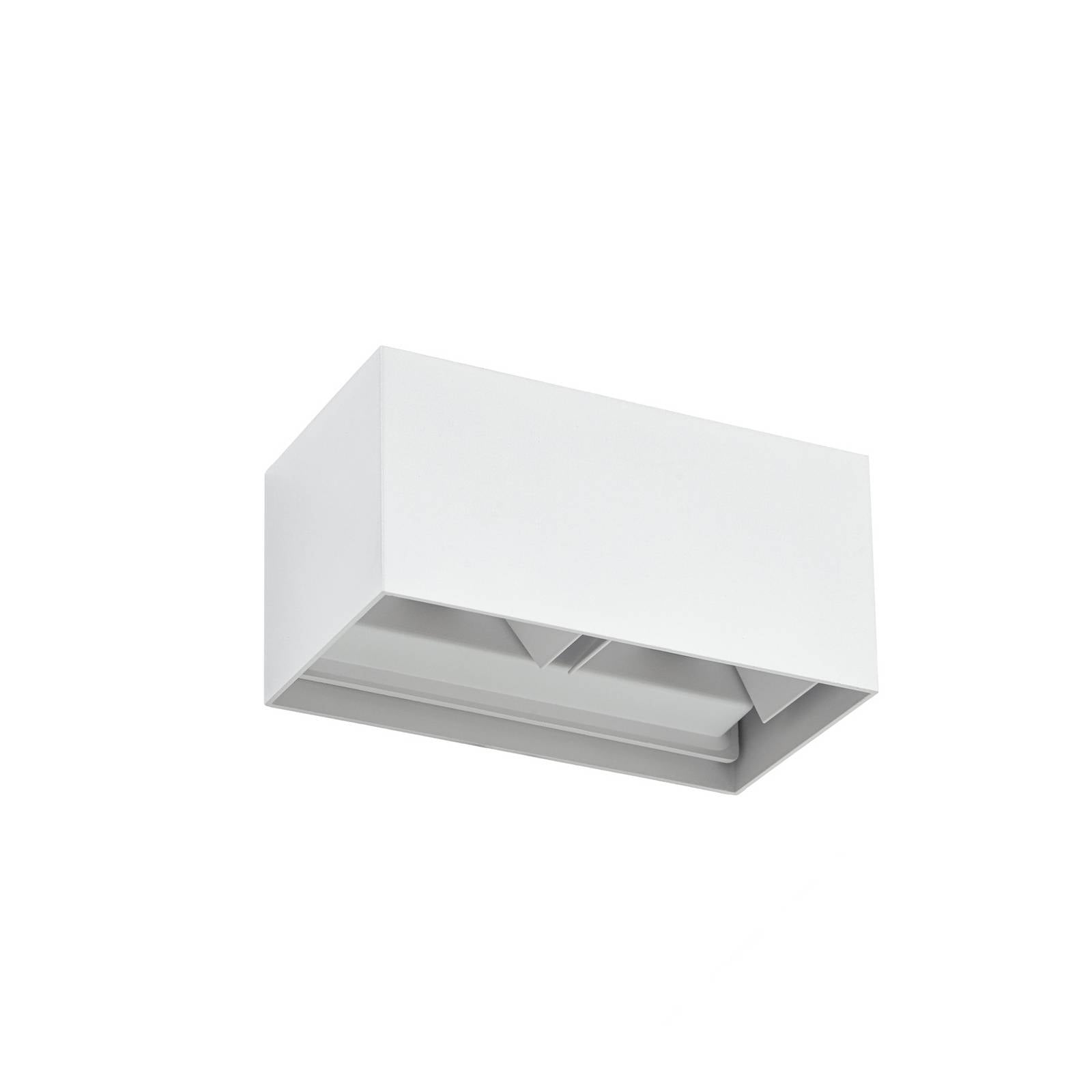 Lindby LED-Außenwandleuchte Nivar, eckig, weiß, 20 cm, IP54