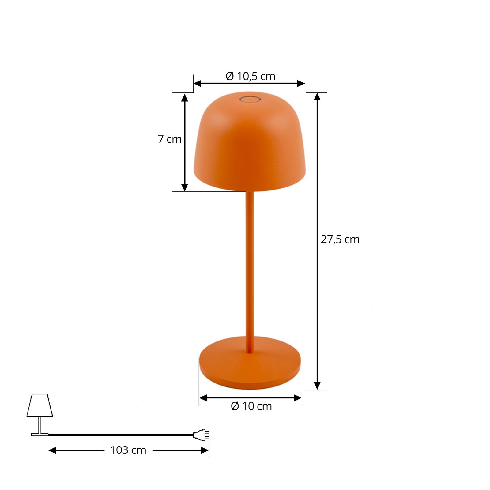 Lindby Arietty LED battery-powered table lamp, orange, dimmable, IP54