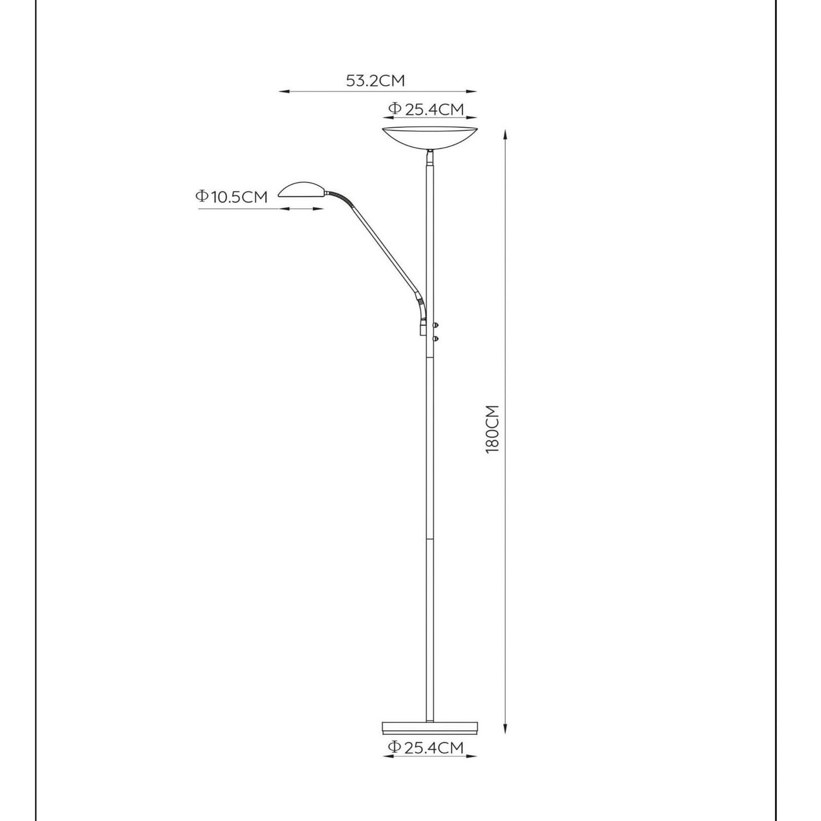 Lámpara de pie LED ZENITH, cromada, 2 luces. Altura: 180 cm. Metal atenuable Lámpara de pie LED ZENITH, cromada, 2 luces. Altura: 180 cm. Metal atenuable