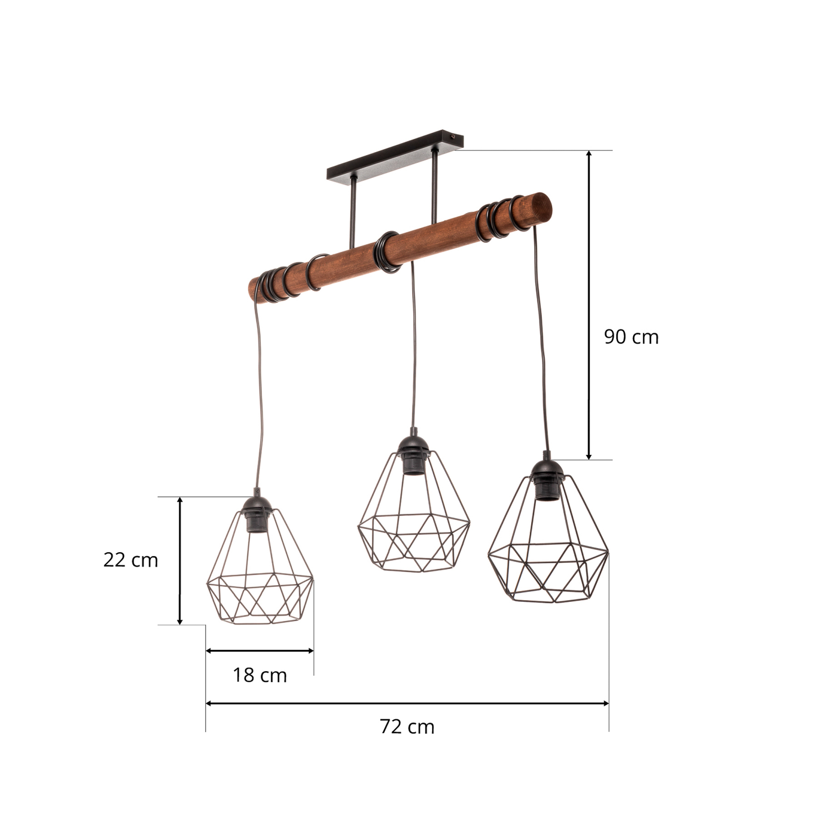 Acero hanging light cage lampshades, three-bulb