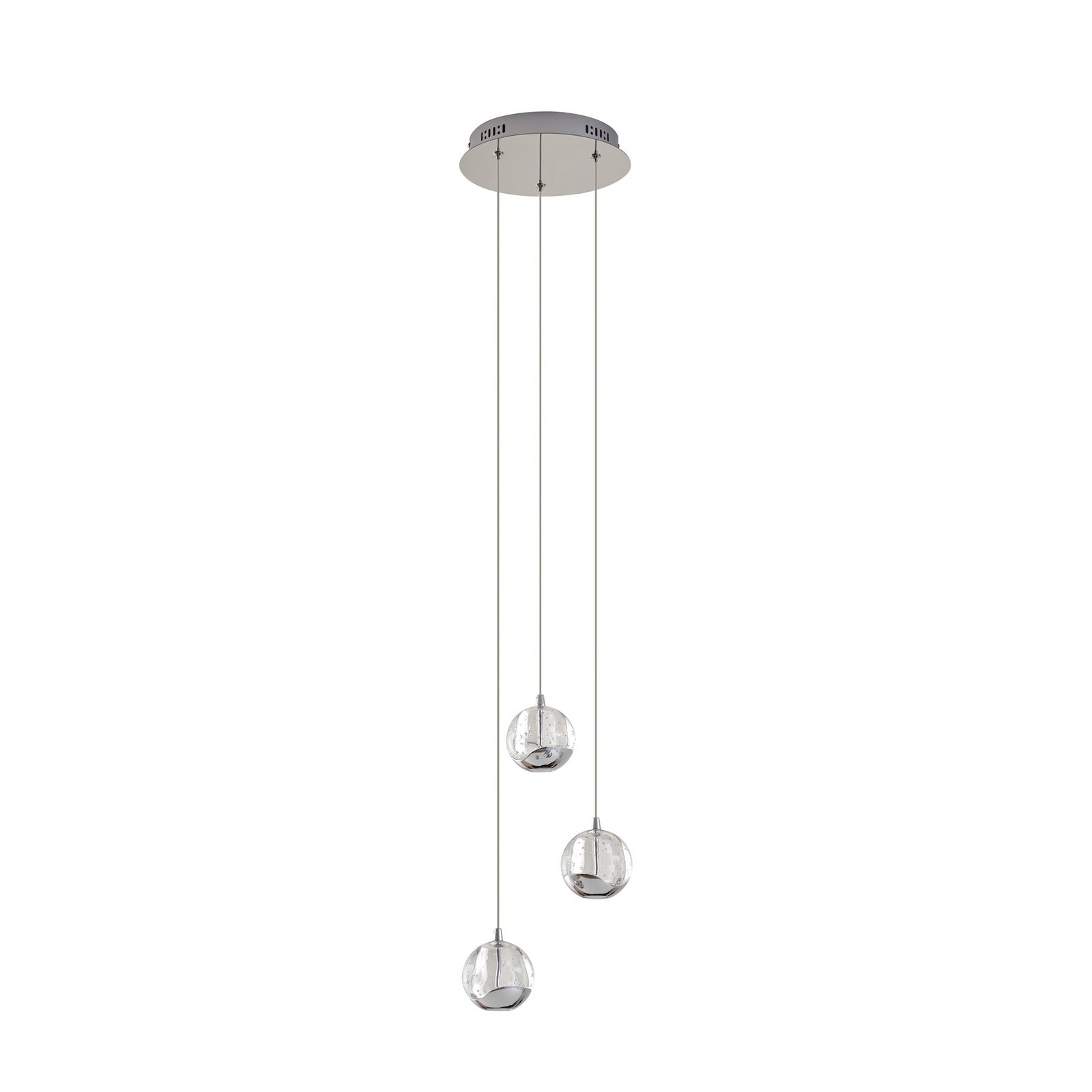 Lucande LED-pendellampe Hayley, Ø 25 cm, 3 lyskilder, krom, glass Lucande LED-pendellampe Hayley, Ø 25 cm, 3 lyskilder, krom, glass