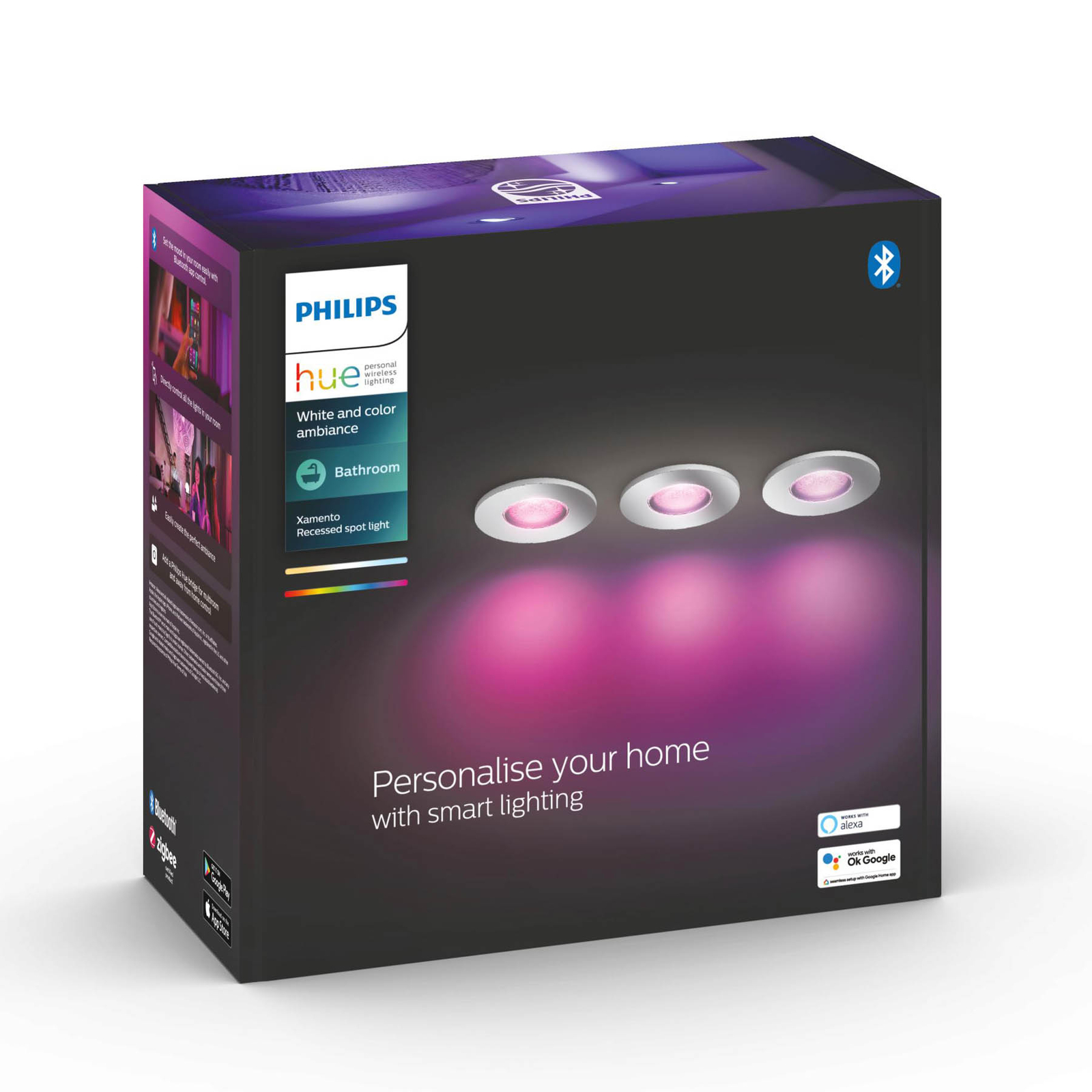 Philips Hue Xamento downlight aluminium set of 3 | Lights.ie