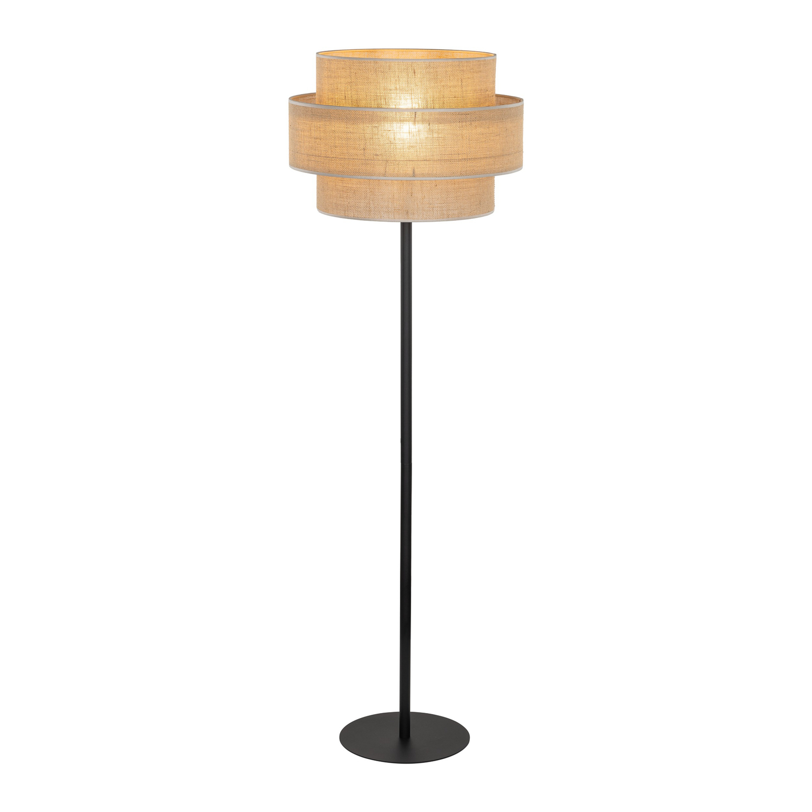 Lampa stojąca Calisto, juta, cylinder, naturalny brąz, wysokość 155 cm