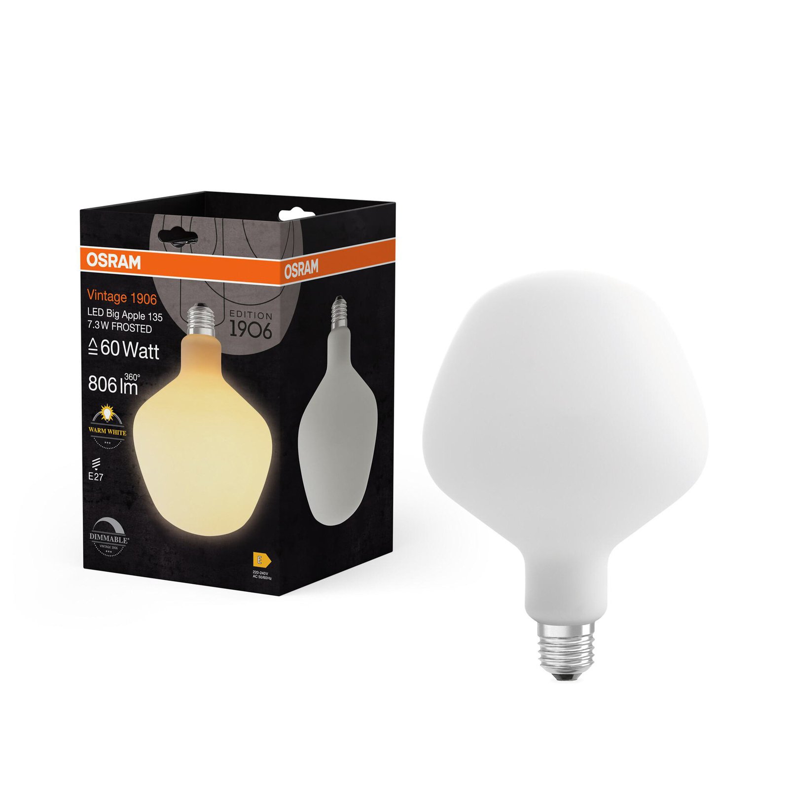 OSRAM LED Vintage 1906 Big Apple E27 7,3W 2700K mat à intensité variable