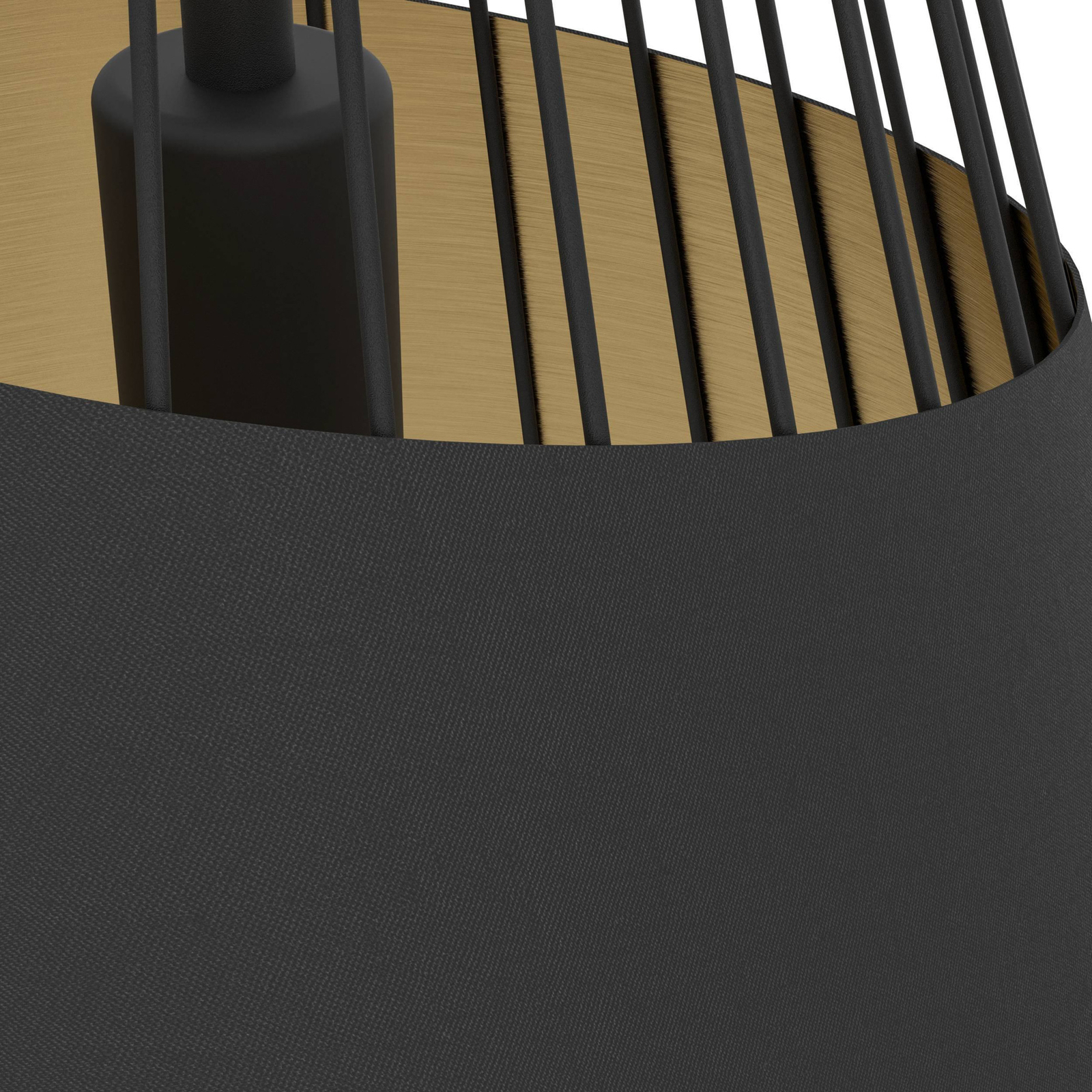 Lampă suspendată Austell, Ø 43 cm, negru/auriu, metal, material textil