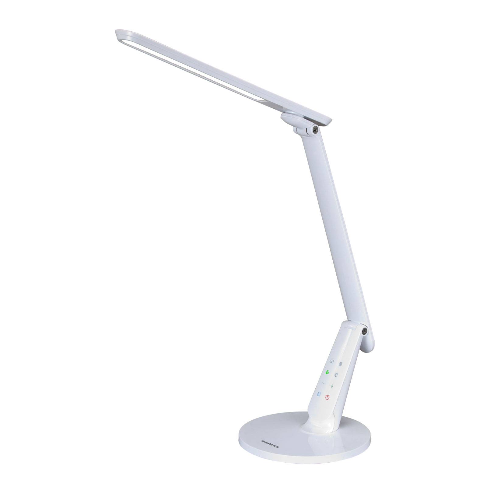 Zig LED desk lamp with a control panel, white