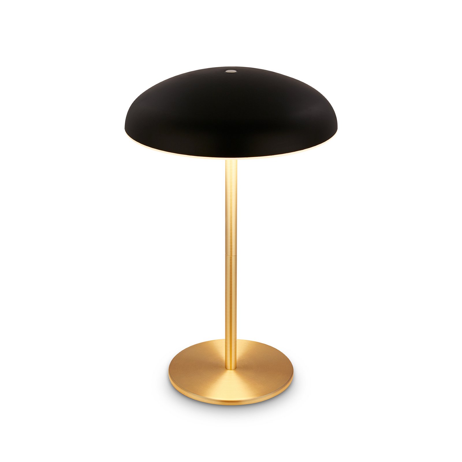 LED-akutoitega laualamp Brilo unplugged Caxa, must/messing