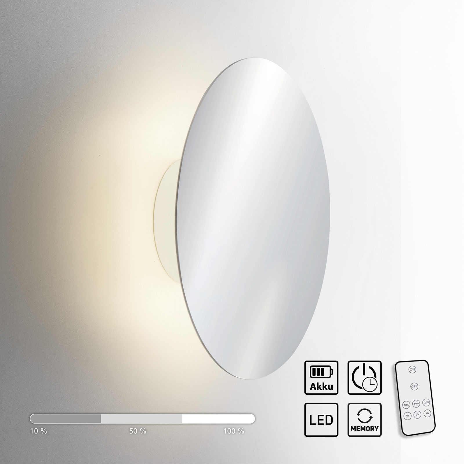 LED sienas lampas akumulators Puntua Ø 25 cm hroms