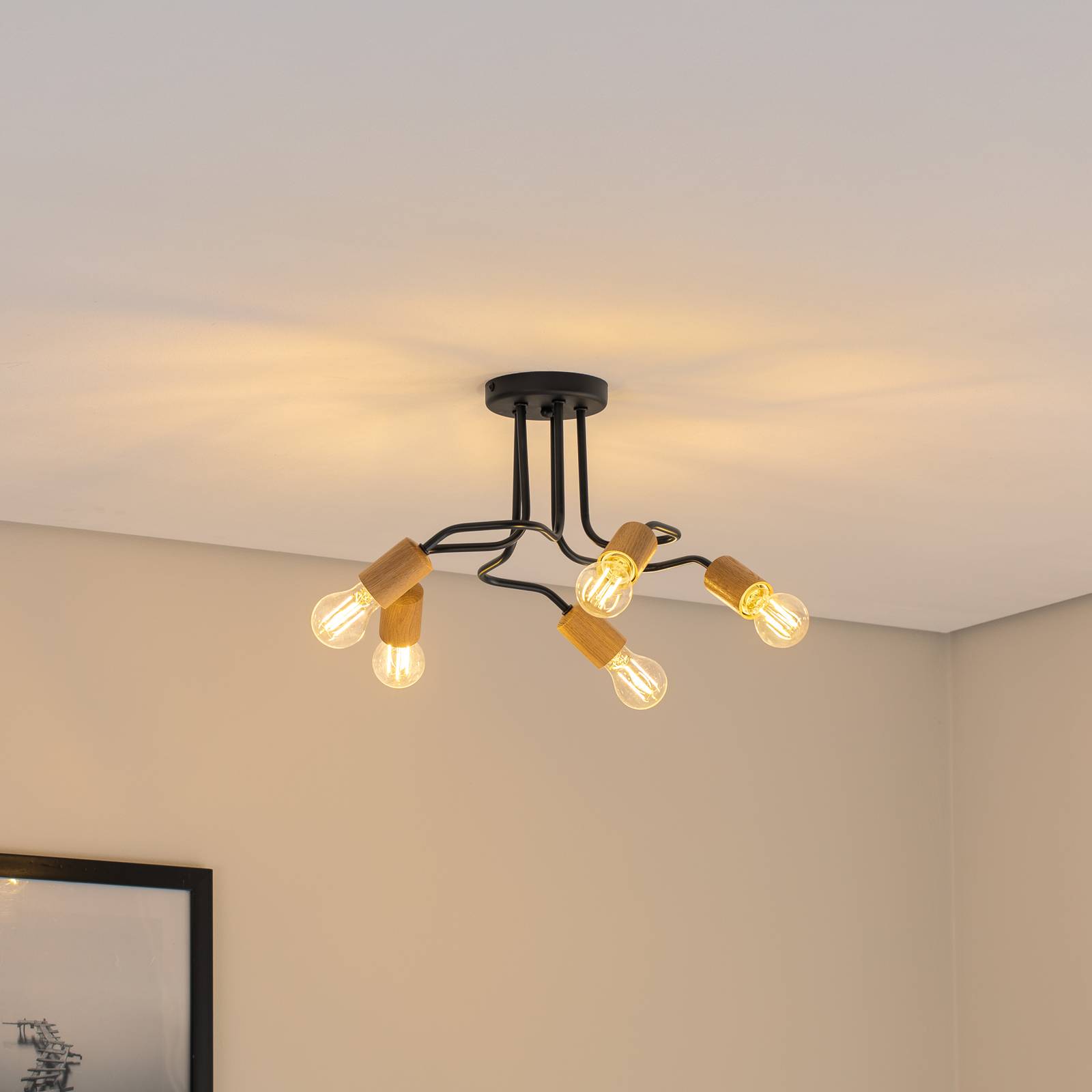 Envostar Joiy Decke 5-flg. verteilt schwarz/holz günstig online kaufen