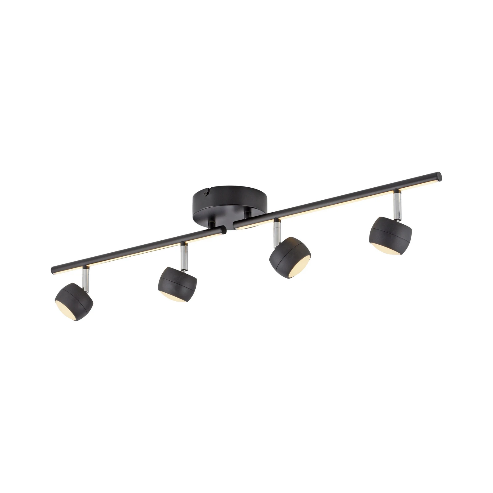 JUST LIGHT. LED plafondspot Jarik, 4-lamps, zwart, 3.000 K