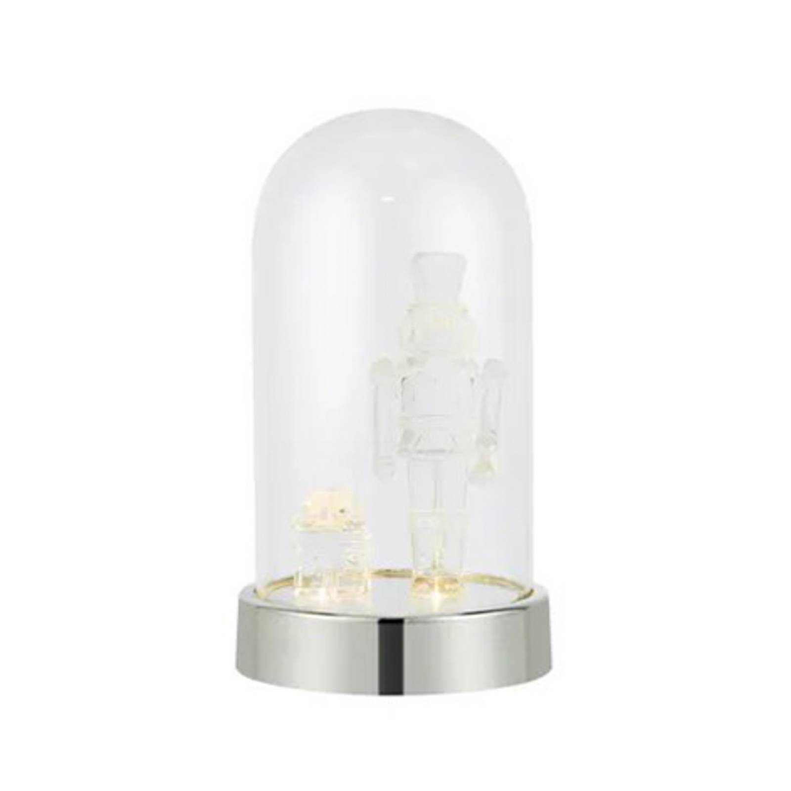 LED-Dekoleuchte Isla, chrom/klar, Nussknacker, Höhe 20 cm