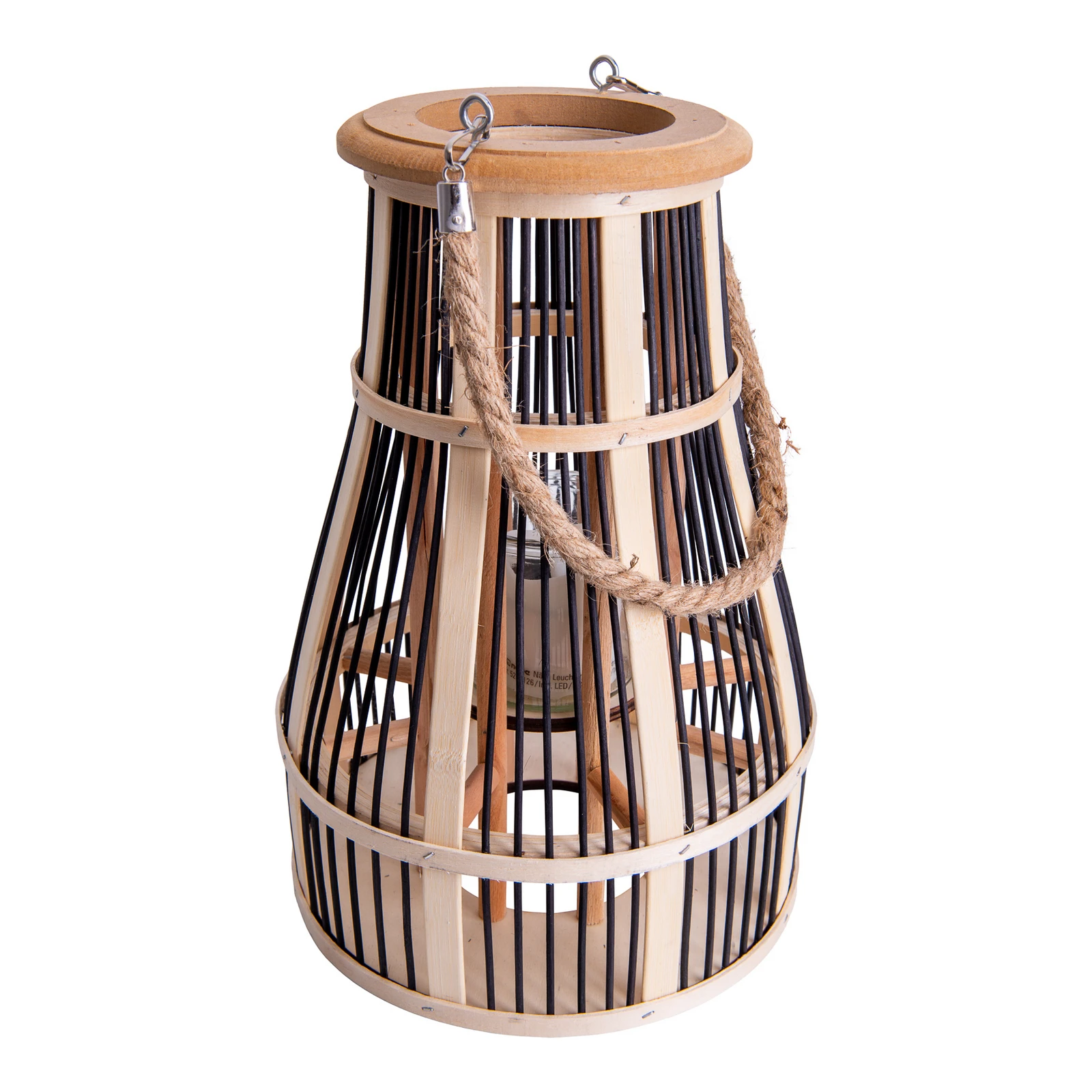 LED saules gaismas dekoratīvo gaismu grozs, 34 cm, melns/ daba