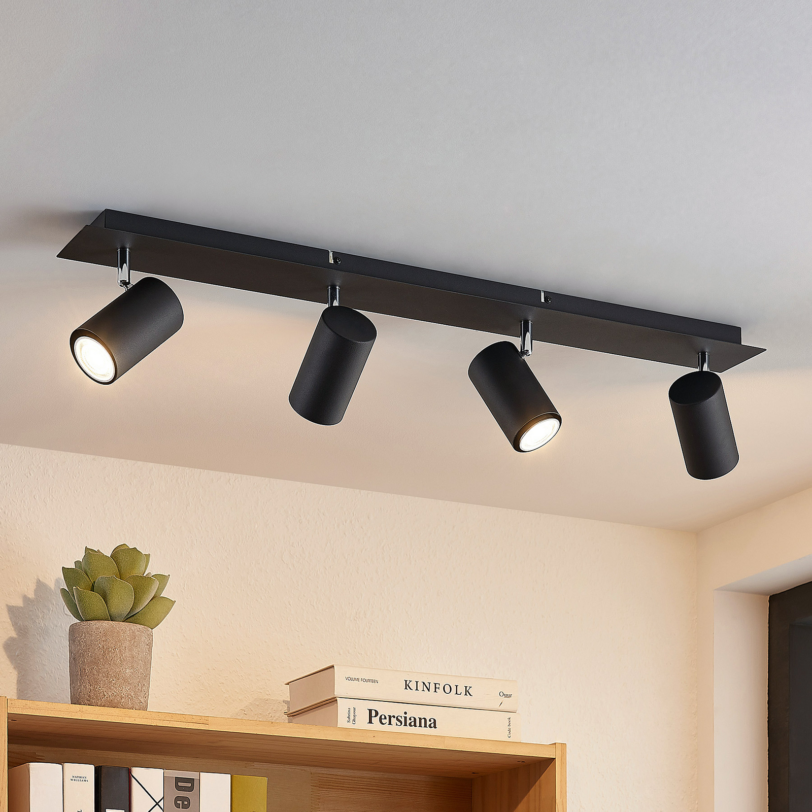 Lindby Joffrey spot plafond 4 lampes 80 cm, noir
