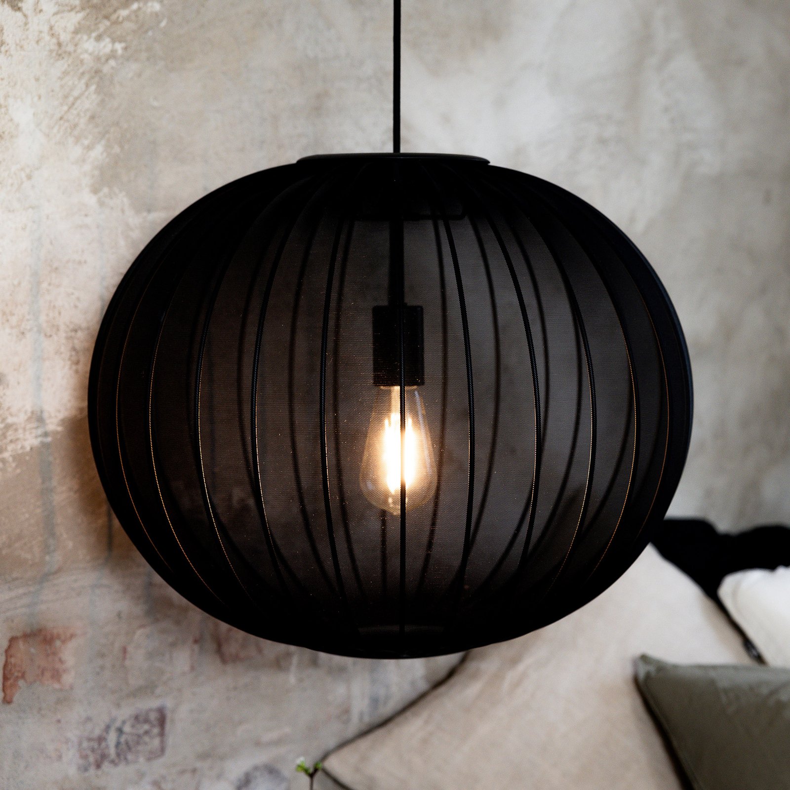 Florence hanging light, black, Ø 50 cm, nylon