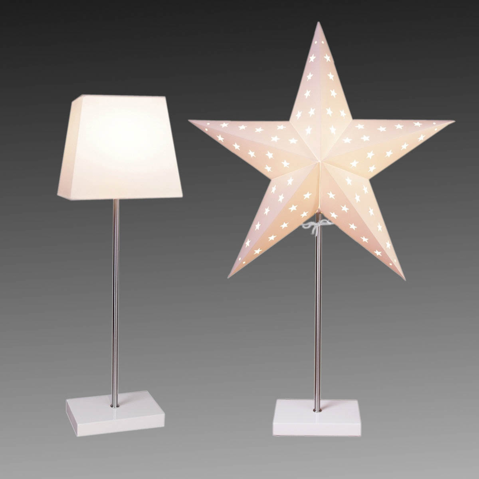 Combi Pack διακοσμητικό φωτιστικό - αστέρι και σκιάδιο - λευκή βάση