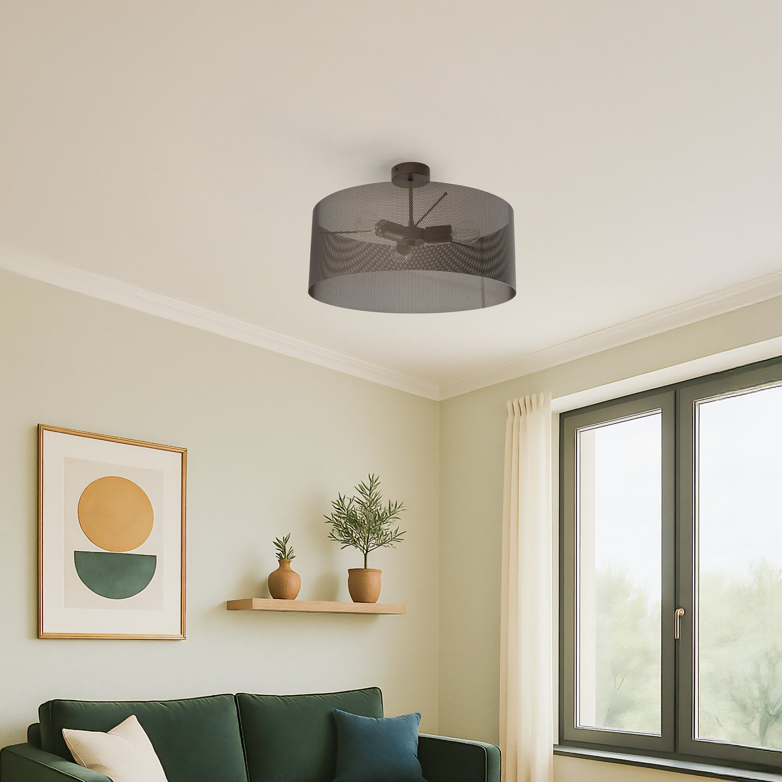 Deckenlampe Zofia, kaffeebraun, Metall, Ø 50 cm, 3-flg., E27
