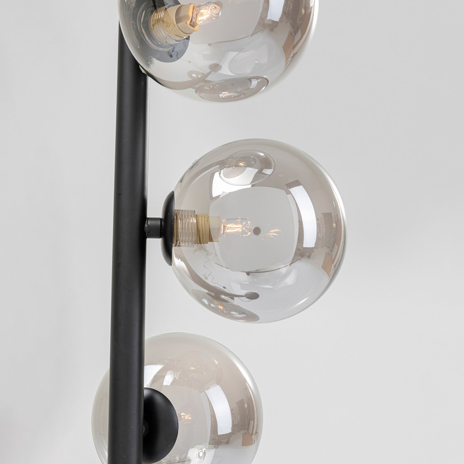 Kare Lámpara de pie Scala Balls, 6 luces, base de mármol, gris