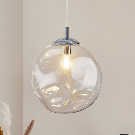 Lampada a sospensione Sol, Ø 35cm, cromo/trasp