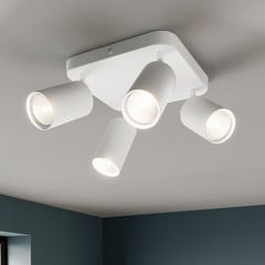 Loftlampe Eye Spot med 4 lyskilder, firkantet, hvid