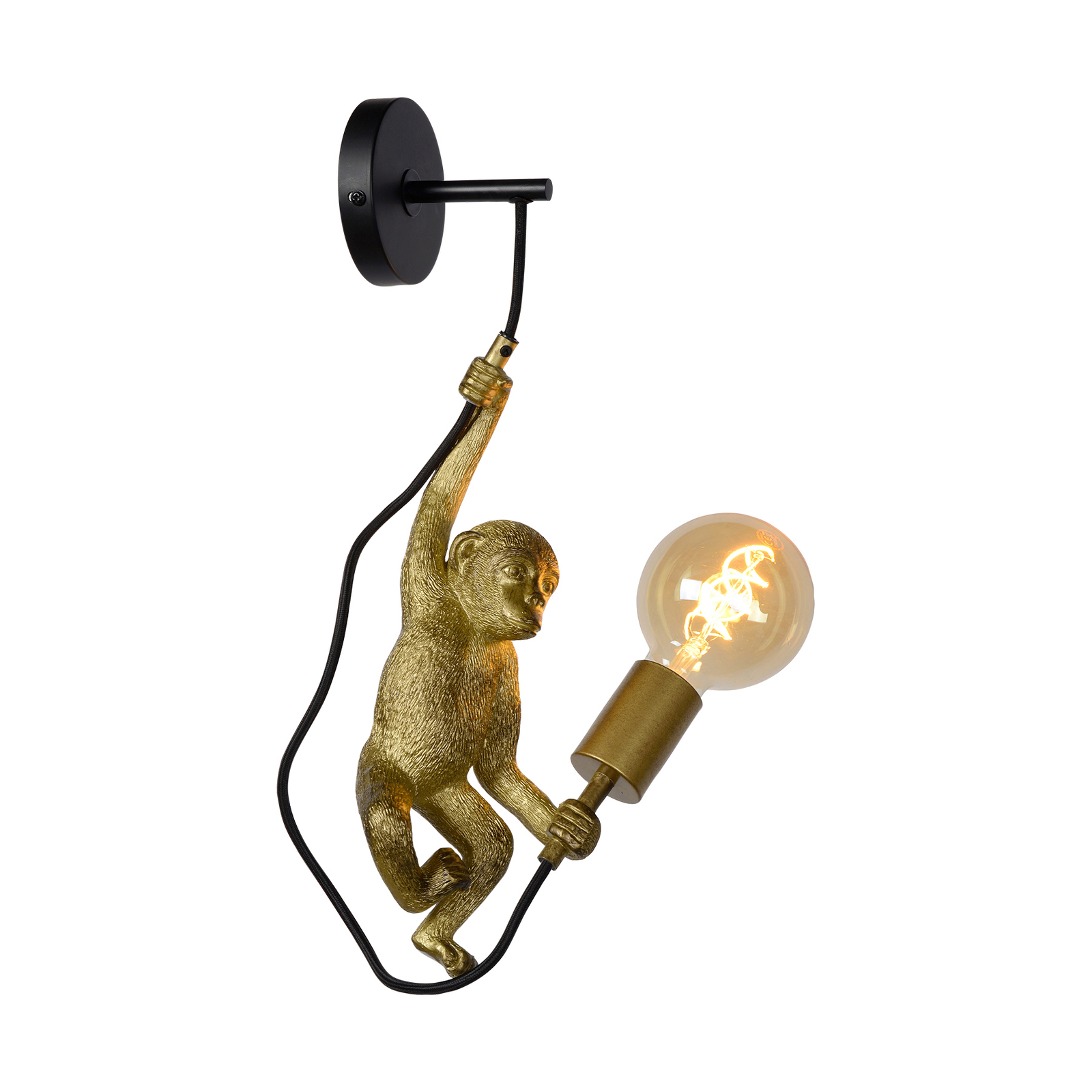 Vegglampe Extravaganza Chimp, matt gull / svart