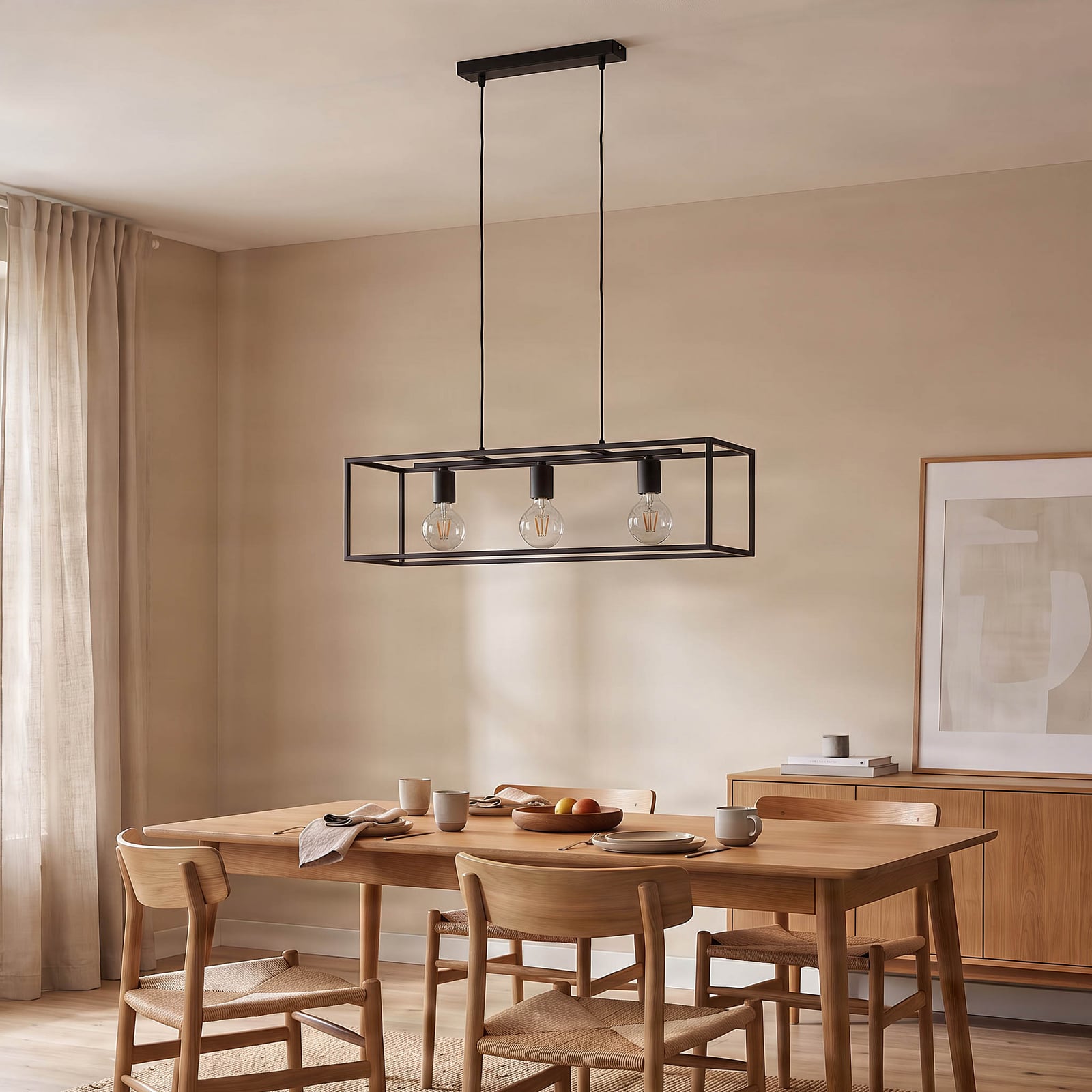 Lindby pendant light Emily, 72 cm, black, 3-bulb, metal Lindby pendant light Emily, 72 cm, black, 3-bulb, metal