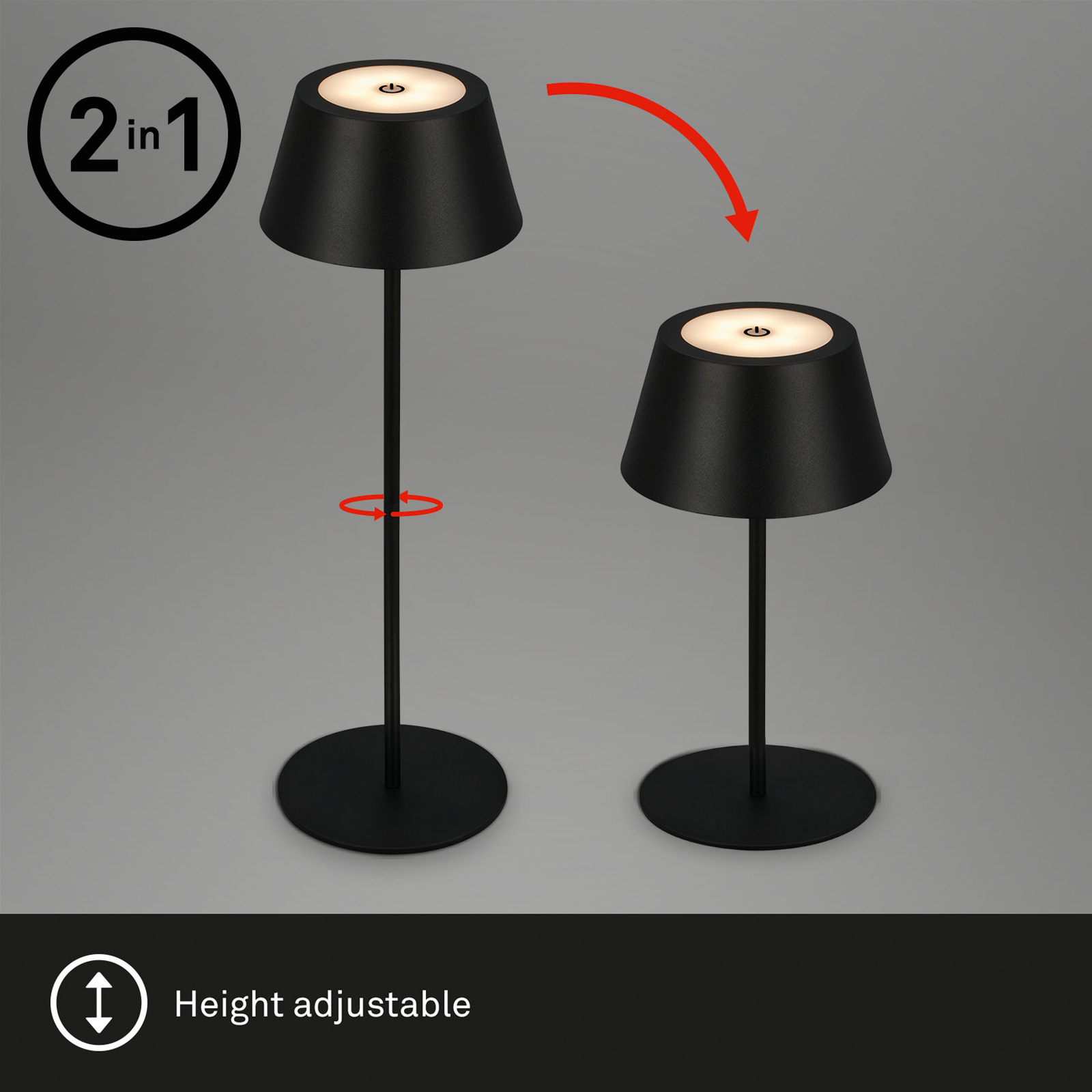 Lampe de table LED Kiki avec accu RGBW, noir