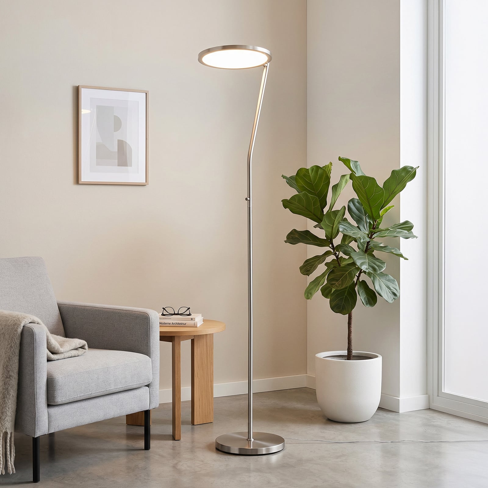 LED-Stehlampe Velara nickelfarben Höhe 175 cm, Metall Dimmer