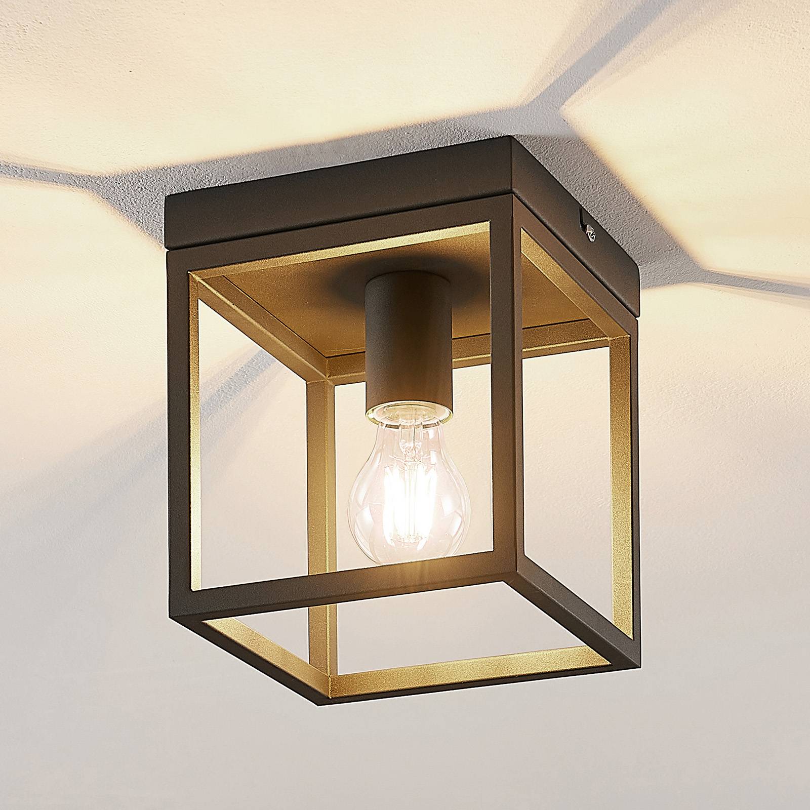 Lindby Meron plafondlamp, doosvorm, zwart