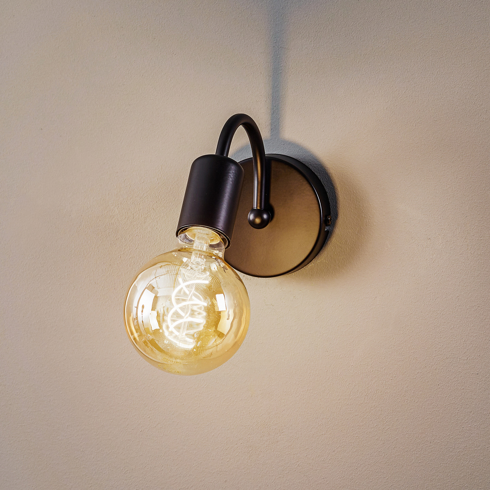 Milo wall light in black without lampshade