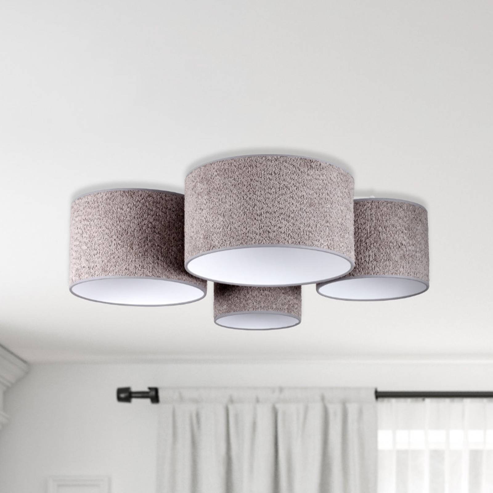 Lampa sufitowa Boucle z czterema kloszami szara